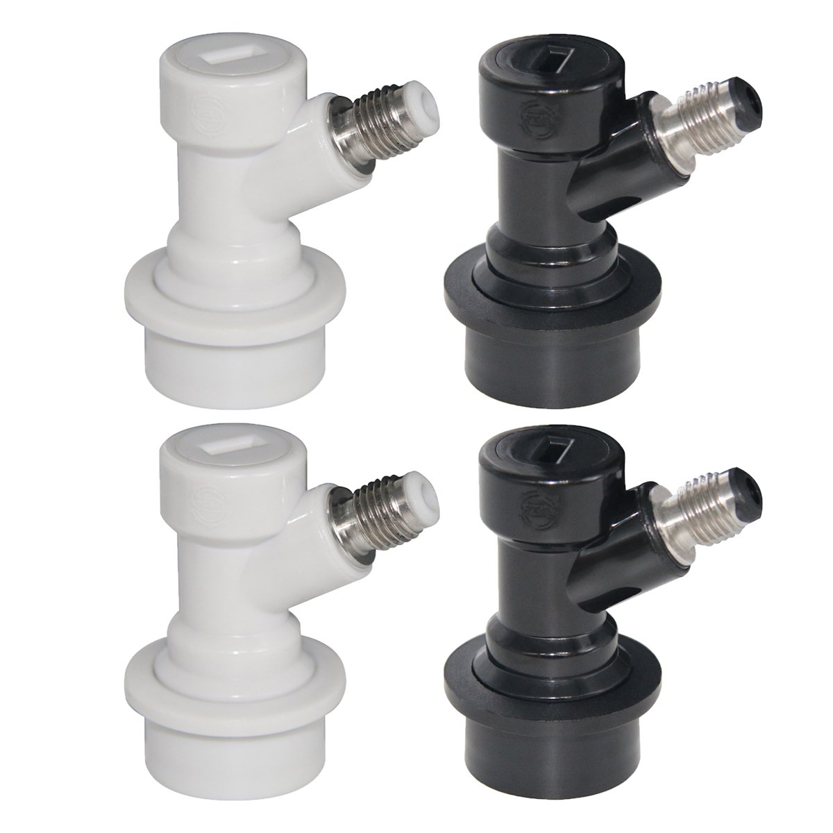 PERA TJ054,TJ055 2 Pair Ball Lock MFL Gas&Liquid Beer keg Quick Disconnects Set Coupler, Plastic,Stainless Steel, Gray and White