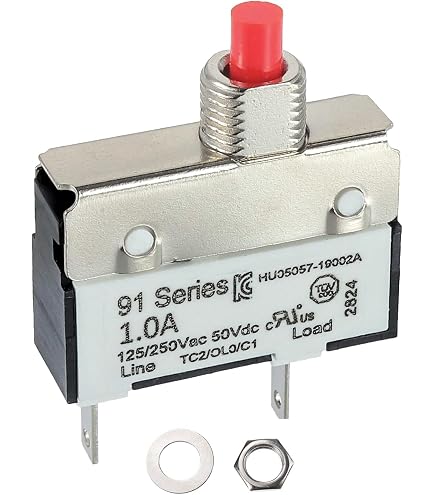 Disjoncteur TE Connectivity W58-XB1A4A-20 – 20A, 250V AC / 50V DC, SPST-NC | Montage Sur Panneau, Soudures, Ø11,2 Mm