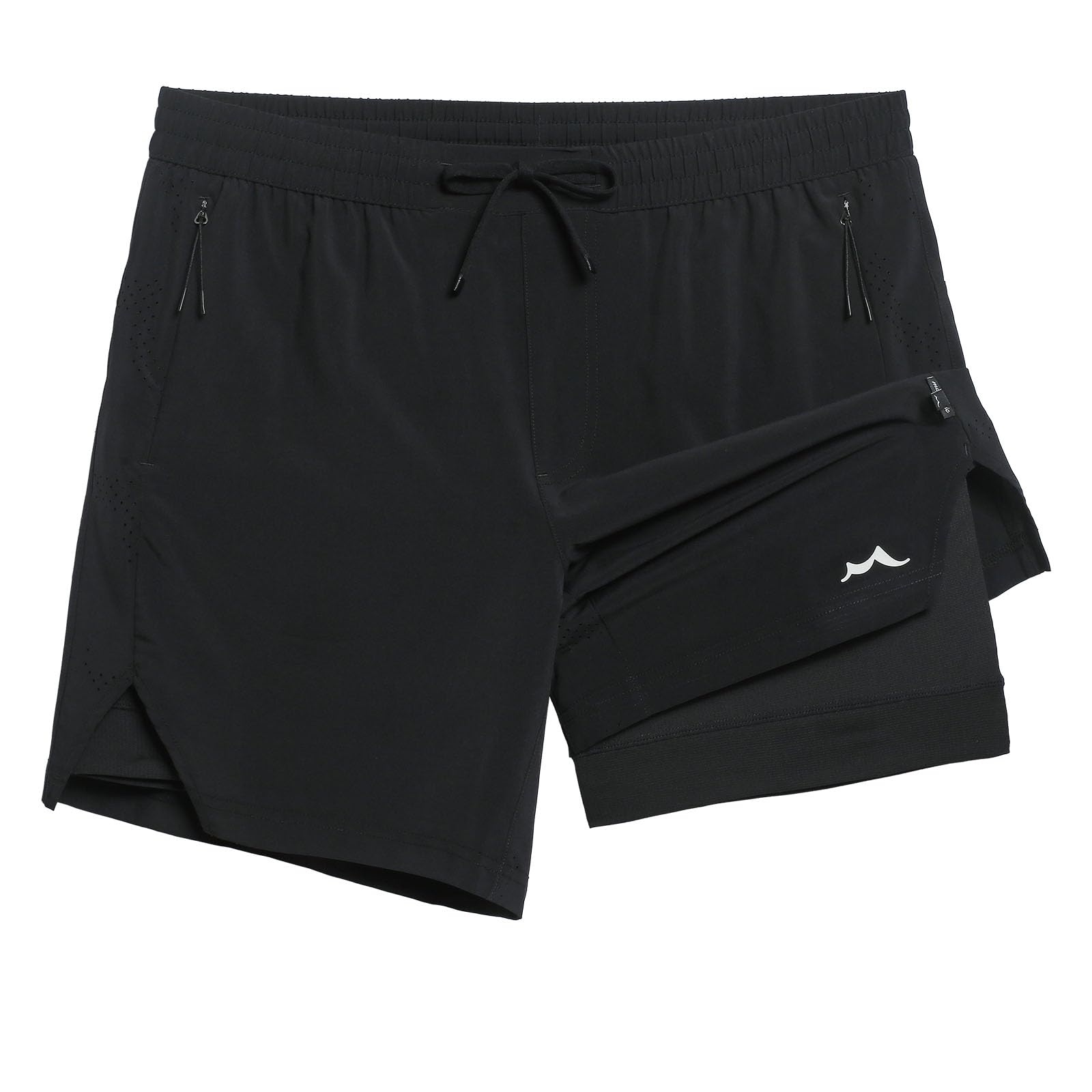 Photo 1 of maamgic Men's Athletic Running Shorts with Liner Ultra Lightweight Workout Shorts 7" Quick Dry Gym Shorts with Zipper Pockets Black Large