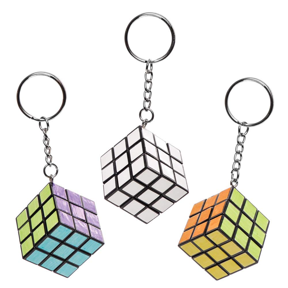 Baker Ross AW661 Colour-In Puzzle Cube Keyrings (Pack of 4), White