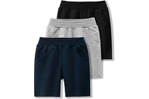 AMMENGBEI Little Boys Cotton Sport Jogger Shorts,Kids Summer Solid Active Short Pants