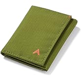 Allett Trifold Wallet, Cala Green | Nylon, RFID Blocking | Slim, Minimalist, Water Resistant, Thin, Front Pocket | Holds 2-12 Cards, Flat Bills, Receipts & Coins | For Men & Women