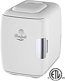 Cooluli Mini Fridge Electric Cooler and Warmer (4 Liter/6 Can): AC/DC Portable Thermoelectric System w/Exclusive On the Go USB Power Bank Option (White)