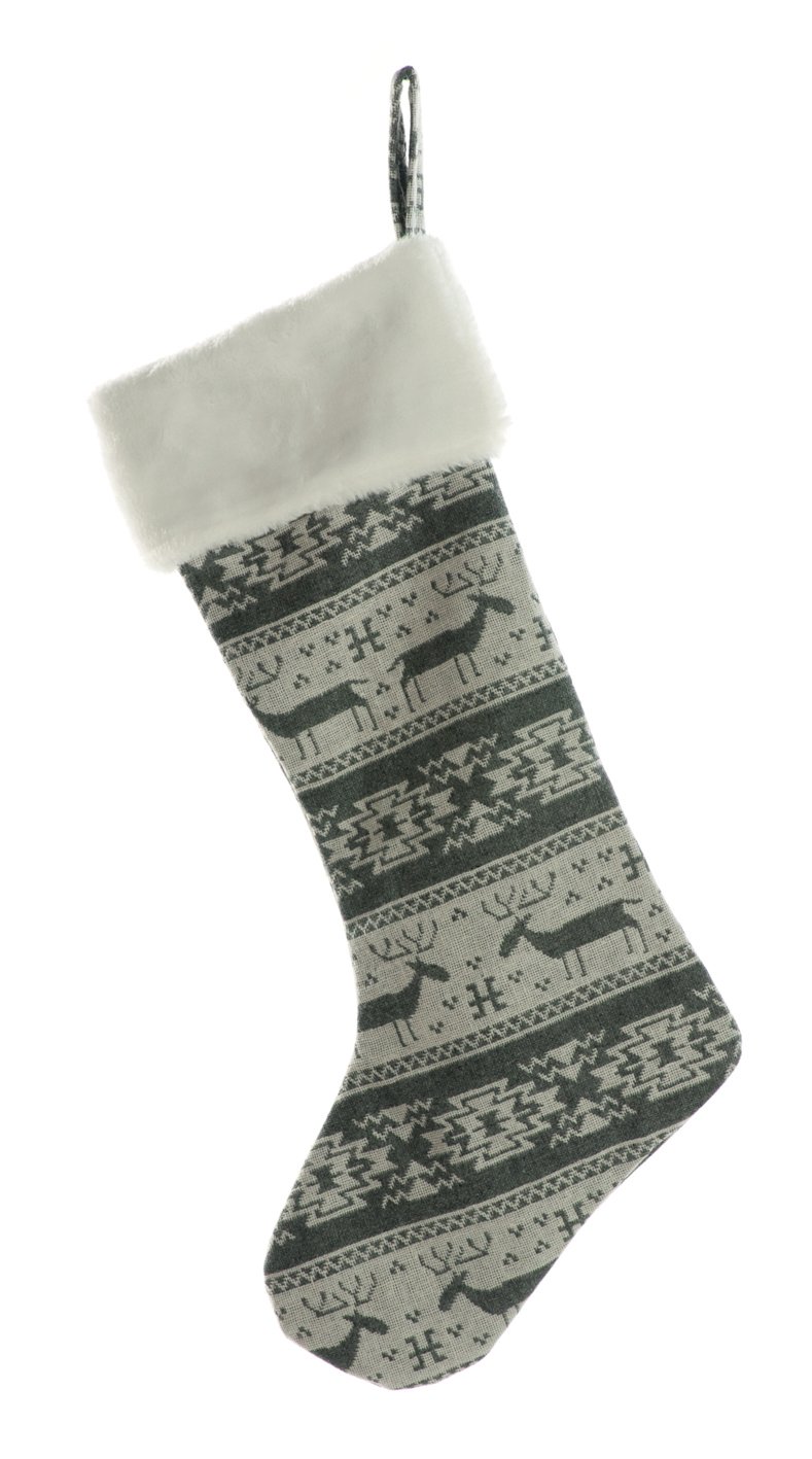 FESTIVE PRODUCTIONS Stocking with Reindeer Design, Multi-Colour