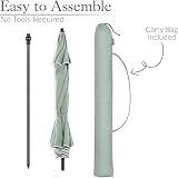 CHRISTOW Portable Beach Parasol Tilting Garden Sunshade Umbrella 2m Sage view 6