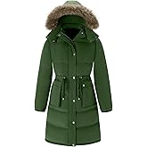 Garemcy Women's Winter Coat Water Repellent Long Puffer Jacket Warm Parka with Detachable Fur-trim Hood