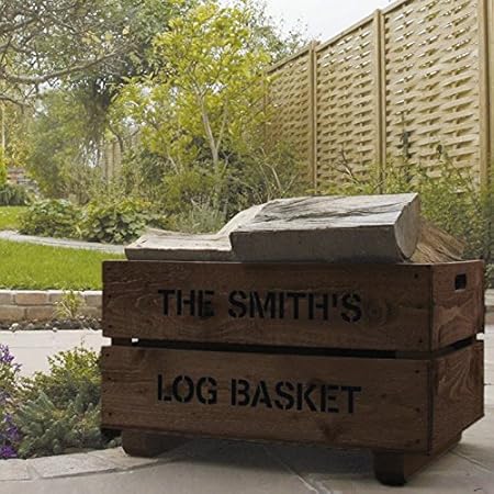 Caja de madera para leña, personalizable: Amazon.es: Hogar