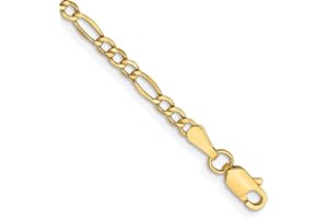 Avariah 10k Yellow Gold 2.5mm Semi-Solid Figaro Chain Anklet -7.0" 8.0" 9.0" 10.0"