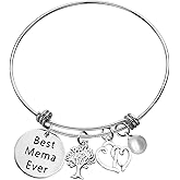 Mother's Day Gift for Mema Grandma Bracelet from Granddaughter Grandson Christmas Thanksgiving Valentine Day Birthday Gifts for Grandmother Grandma from Grandchildren Expandable Wire Bangle Bracelet