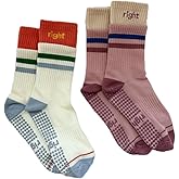 rightlee Stay Right Grip Socks Women’s Two-Tone Non Slip Pilates Barre Socks with Grips – Fits US Size 6-10