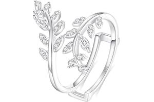 Csipewie Moissanite Ring Enhancer for Women, D Color VVS1 Marquise Cut Open Leaves Ring 925 Sterling Silver Branch Adjustable Guard Wrap Jewelry