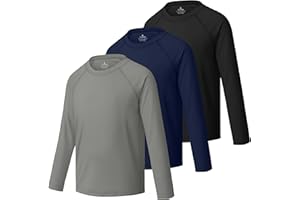 Cooraby 3 Pack Boys Swim Shirt UPF 50+ Long-Sleeve Neon Rashguards Sun Protective Quick Dry Outdoor Shirt