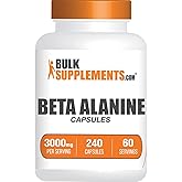 BulkSupplements.com Beta Alanine Capsules - Beta Alanine Supplement, Beta Alanine Pills, Beta Alanine 3000mg - Gluten Free, 4 Capsules per Serving, 240 Capsules (Pack of 1)