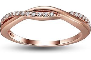 GINGER LYNE COLLECTION Half Eternity Twisted Wedding Band for Women by Ginger Lyne, Rose Gold 925 Sterling Silver Wedding Rings CZ Stackable Rings, Promise Ring for Her Anniversary Cubic Zirconia Engagement Rings for Women