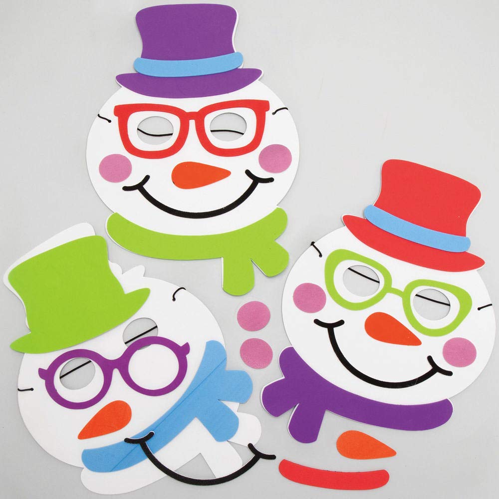 Baker Ross AX528 Snowman Mask Costume Kits for Kids, Pack of 4