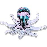LCCCK Glass Octopus Statue Home Decor, Hand Blown Glass Decor Ocean Figurines Octopus Sculpture, Murano Art Office Desk Paper