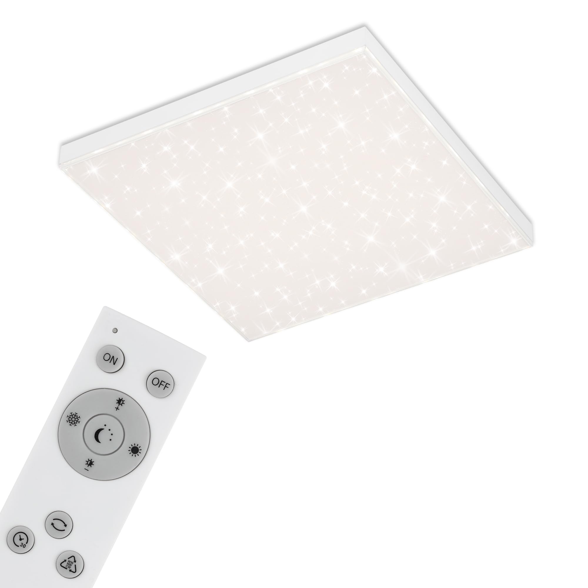 BRILONER Leuchten 7381-116 LED Panel Ceiling Light with Light Edge/Star Decoration/Includes Remote Control/Colour Temperature Control / 24 Watt / 2,400 Lumen/White / 450 x 450 x 69 mm (L x W x H)
