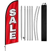 QSUM Sale Flag, 8FT Sale Flags for Outside, Yard Sale Signs with Flagpole and Ground Spike, Sale Swooper Flag for Retail Store Outdoor Advertising (8FT 02)