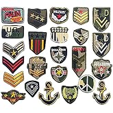 Libiline 24pcs Soldier Badges Kid Embroidered Patch Sew On/Iron On Patch Applique Clothes Dress Plant Hat Jeans Sewing Flowers Applique DIY Accessory (Soldier Badges)
