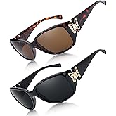 LVIOE Polarized Sunglasses for Women Trendy Wraparound Butterfly Decoration with UV400 Protection LS2301