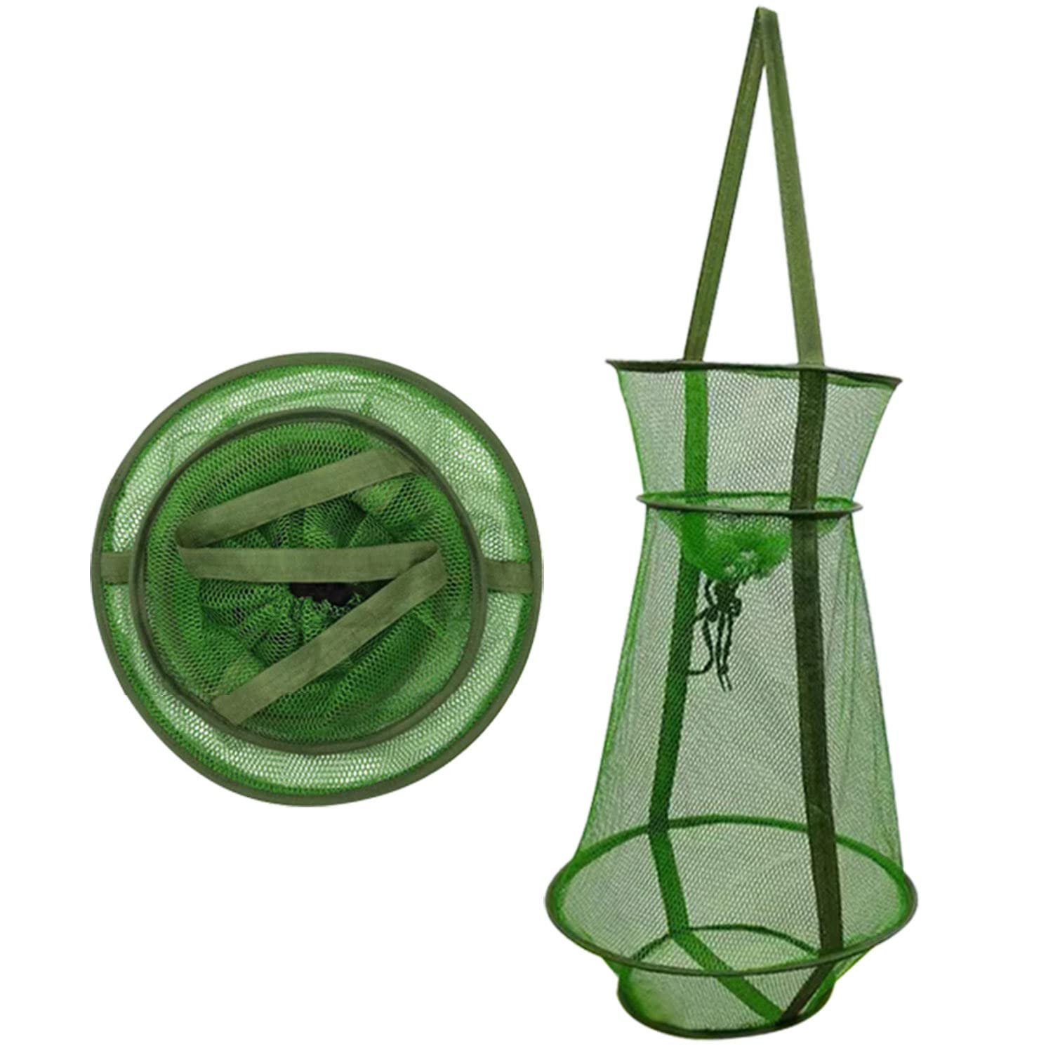 Fayvosiue Foldable Fish Net Trap, Green, Nylon, 33cm x 19in, Fishing