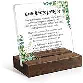 Juoqg Christian Housewarming Prayer Plaque - New Home Blessing Sign with Wooden Stand, Inspirational Gifts for Homeowners, Realtor Closing Present, Family & Neighbor Welcome Decor for House or Office