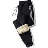 Tansozer Mens Sherpa Fleece Lined Athletic Sweatpants Winter Warm Running Casual Heavyweight Jogger Pants with Zipper Pockets