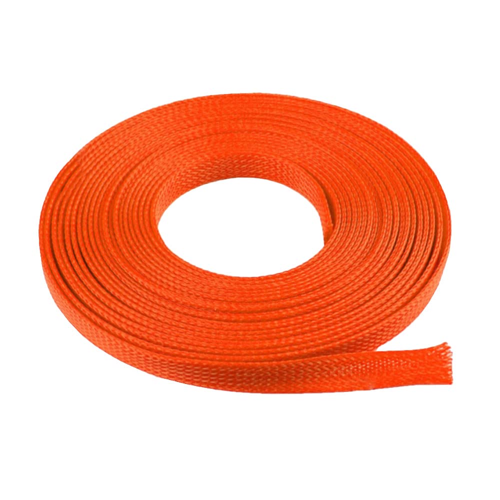 MOCNT PET Expandable Braided Sleeving Wire Braided Sleeve Cable Management Flexible Insulated Sheath Sleeve Loom Tubing Cable Tidy Protection Wrap Cover Orange 10mm 10Meters