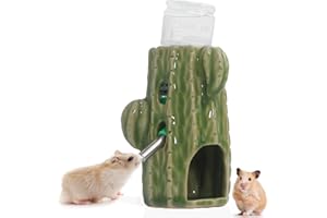 Zhilishu 80ML 2-in-1 Adjustable Hamster Water Bottle with Stand, No Drip Ceramic Holder for Dwarf Hamster, Mice, Gerbil, Rat
