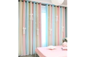 Yancorp Curtain for Girls Bedroom Kids Room Curtain 96 inches Length Girls Curtain for Girls Bedroom Playroom Nursery Room Decor,1 Panel(Baby Pink Blue, W52 X L96)