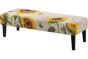 Qehuruxo Sunflower Dining Room Bench Covers,Bench Covers Slipcover Rectangle,Dustproof Washable Seat Cushion Protector,Easy to Install