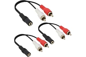 3.5mm Female to 2 RCA Splitter Male Stereo Audio Y Cable 3-Pack, Gold Plated Adapter Compatible for TV,Smartphones, MP3, Tabl