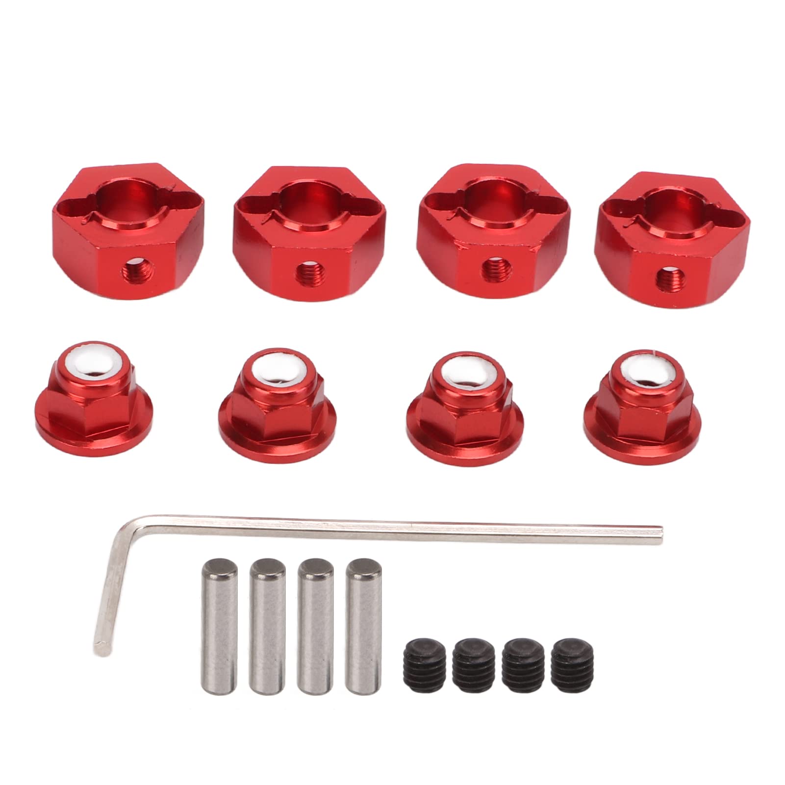 XINL Hex Hub Adapter, 12mm Universal Wheel Hex Hub Adapter for 1/10 1/12 RC Car, Wheel Hex Adapter for RC Spare Part, RC Car Wheel Hub Adapter Model Car Accessories, Red
