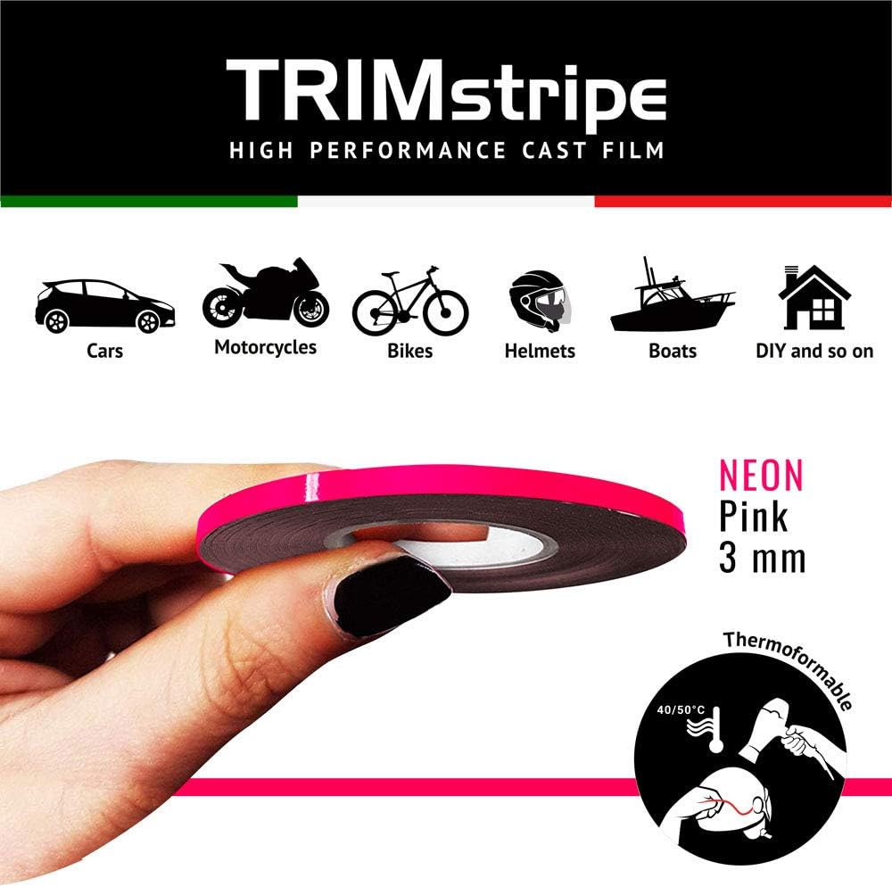 4R Quattroerre.it 10462 Trim Stripes Adhesive Strips for Cars Neon Fucsia, 3 mm x 10 mt - Image 3