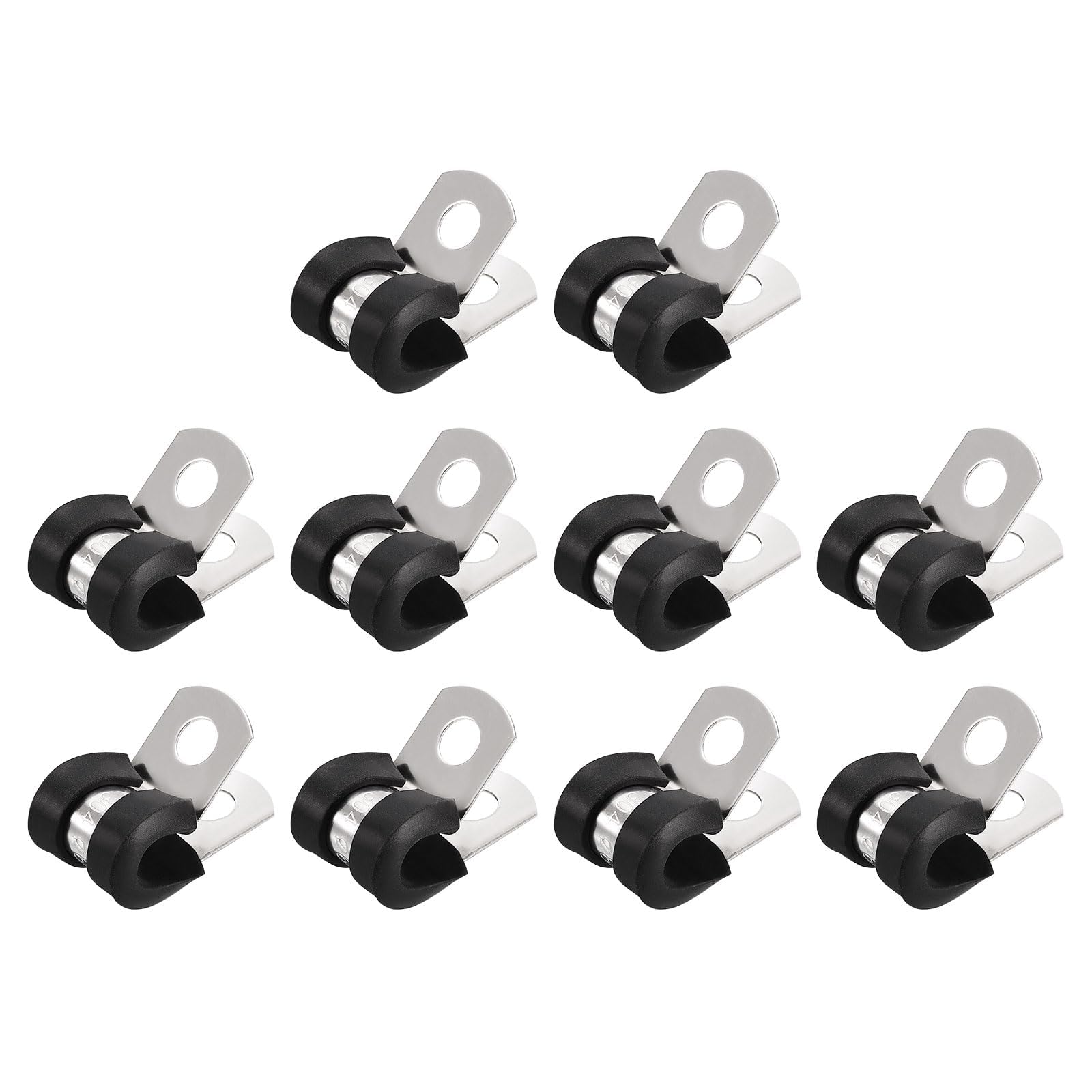 TA-VIGOR 20Pcs Cable Clamp, 6mm Rubber Cushioned Insulated Clamp R Shape Metal Clamp for Pipe Tube Wire Fixing, Laying Plumbing, Electricity, Exhaust