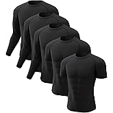 CL convallaria 4 or 5 Pack Mens Compression Shirt Workout Rash Guard Long Short Sleeve Undershirts for Athletic Gym Running