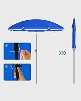 SONGMICS Parasol 160 cm UPF 50+ Tilt & Height Adjustable Beach Umbrella Blue view 8