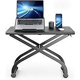 SAIJI Metal Small Laptop Desk Standing Converter Adjustable Desk Riser | 23" Height &amp; Angle Adjustable Laptop Desk for Table, Sit-Stand Workstation, Table Extender for Desk