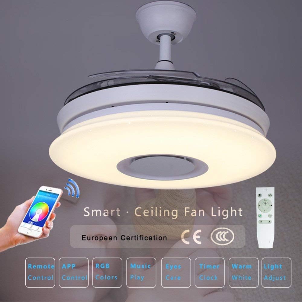 Lampadario con Ventilatore da Soffitto LED Reversibile Dimmable Timer Plafoniera con Ventilatore DC Ventilatore Soffitto con Luce E Telecomando Silenzioso per Camera da Letto-Gold Chrome