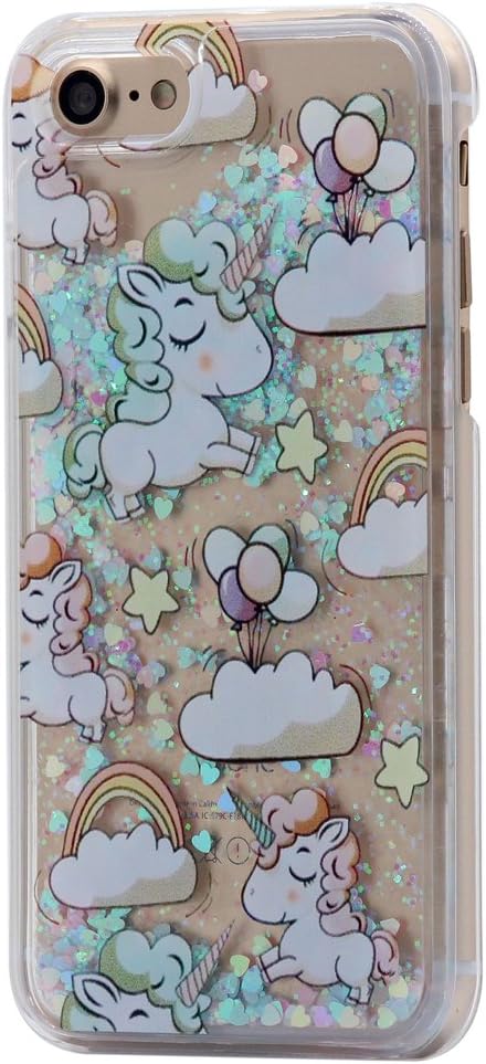 Hamyi iPhone 8/7 Case, Unicorn Pattern Glitter Shiny Star Love Dynamic Liquid Quicksand Hard Plastic Cover Skin for Apple iPhone 7 and iPhone 8 (4.7 inch Screen)(Colorful Love)