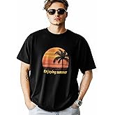 Mens Graphic T-Shirts, Palm Trees Short Sleeve Crew Neck Comfortable Soft Casual Classic Tee, XS - 5XL Vacation Tshirts Top