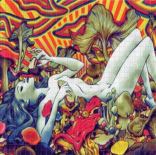 Shroom Lady Design BLOTTER Art Psychedelic Print Perforated Sheet, Acid Free LSD Art Paper 30x30, 900 tabs, 7.5 inch, in Clear Protective Sleeve