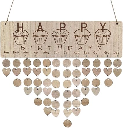 Tianranrt Tableau De Fete Pour Anniversaire De Famille Tableau Cadeau Diy Suspendu En Bois Anniversaire Souvenir Calendrier Multicolore Amazon Fr Bricolage