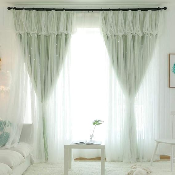 Rideau Decoration De Fenetre Rideaux En Etoile De Maille Double Couche Fenetre Decorative Romantique Nordique Romantique Evidee Panneau De Rideau En Etoile For Le Salon De La Chambre Pour Chambre Bazis Az