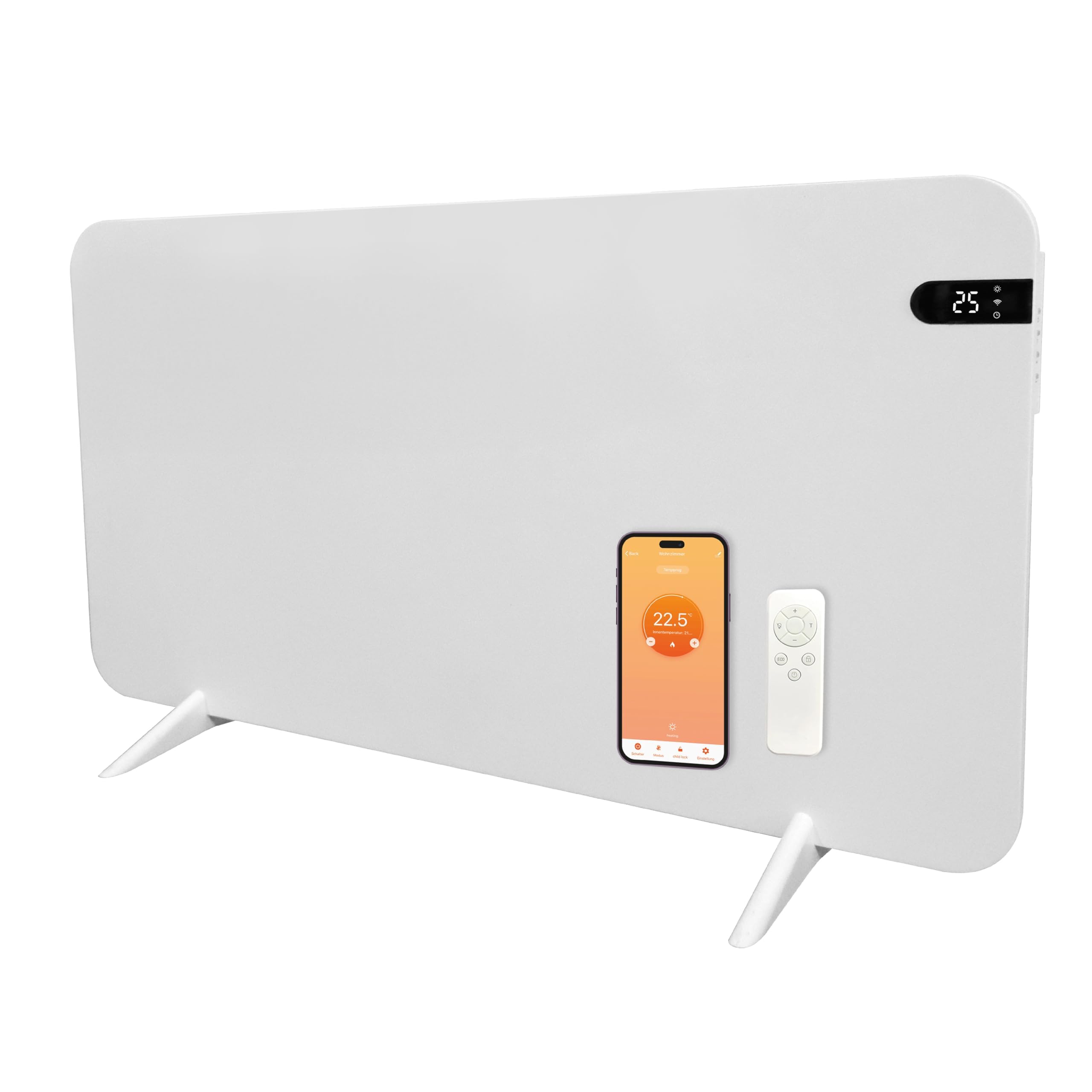 Photo 1 of Könighaus 800W Smart Dual Space Heater – Wall heater and mobile use – WiFi App Control & Remote – Includes Towel Rack, Stand Feet & Mounting Kit – Color: White