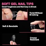 Diboniur Medium Almond Soft Gel Nail Tips 550Pcs Clear Full Cover 11 Sizes for view 5