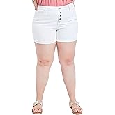 Royalty For Me womens Women's Plus Size High Rise Curvy Exposed Button Fly Cuffed ShortsShorts