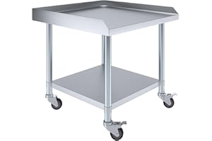 AmGood Stainless Steel Equipment Stand with Undershelf + Casters, Heavy Duty, Commercial Grade, NSF Certified (30" Width x 30" Length + Casters)