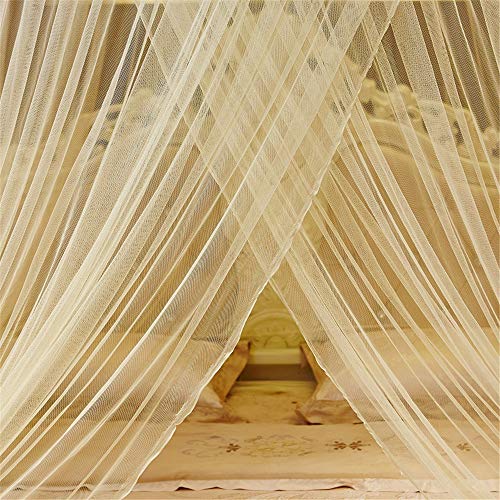 Mosquito net Luxury Princess Pastoral Lace Bed Canopy Net Crib, Round Hoop Princess Girl Pastoral Lace Bed Canopy Mosquito Net Fit Crib Twin Full Queen Extra large Bed 53in large diameter ,Beige - Thumbnail 3
