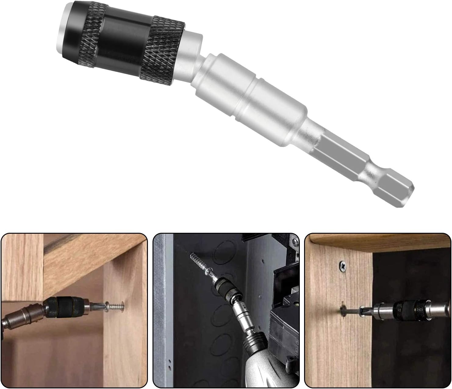 Tonsiki Magnetic 1/4 Inch Impact Tough Bit Holder, Pivoting Bit Tip Holder, Quick Change Locking Bit Holder with Spring Release Collar